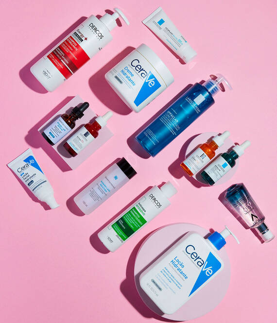 Produtos da CeraVe, Vichy, Skinceuticals e La Roche-Posay disponiveis no Dermaclub