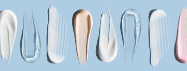 Diferentes texturas de dermocosmeticos, incluindo o gel hidratante