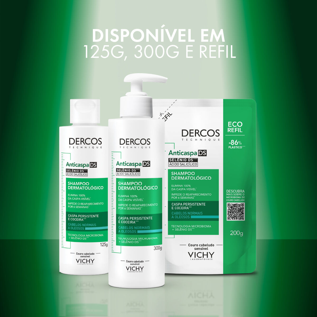 VICHY DERCOS REFIL SHAMPOO ANTICASPA DS CABELOS NORMAIS A OLEOSOS 200G