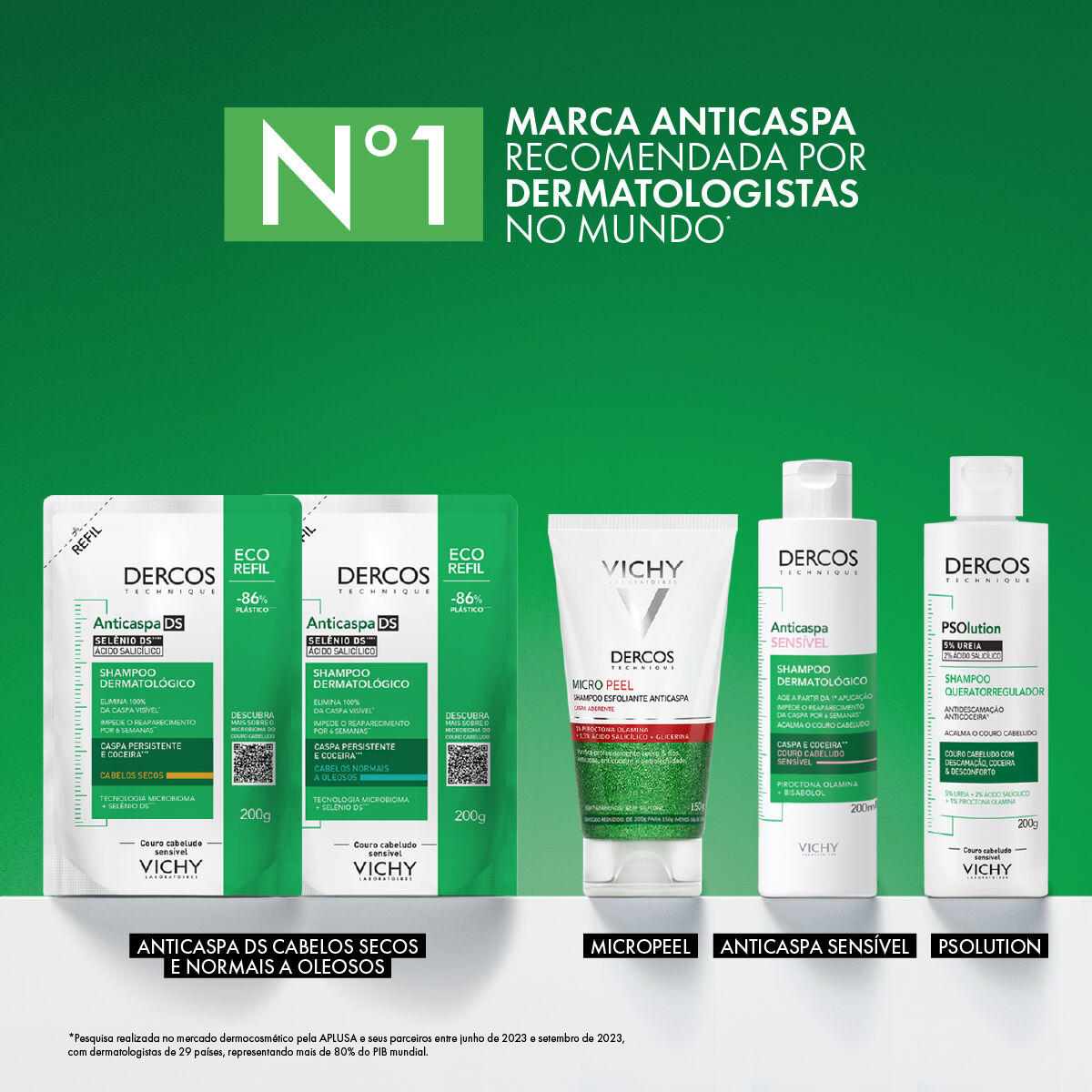 VICHY DERCOS REFIL SHAMPOO ANTICASPA DS CABELOS NORMAIS A OLEOSOS 200G