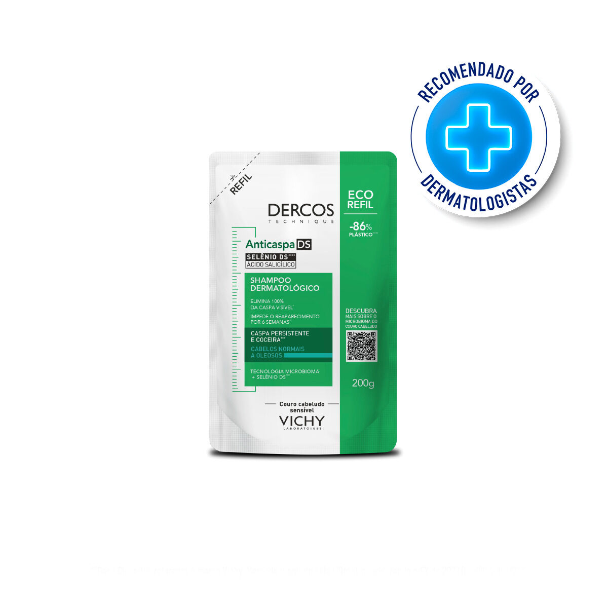 VICHY DERCOS REFIL SHAMPOO ANTICASPA DS CABELOS NORMAIS A OLEOSOS 200G