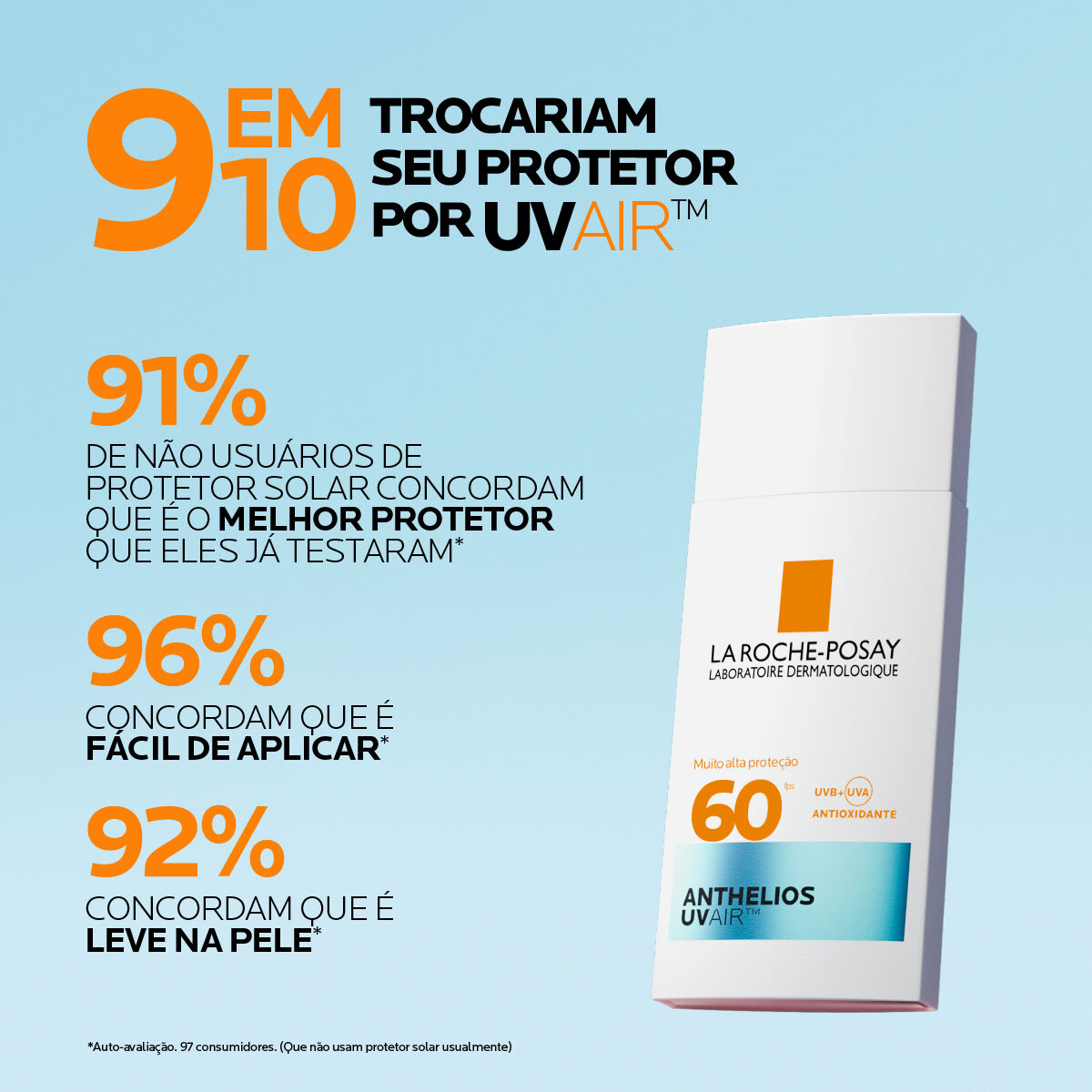 LA ROCHE-POSAY ANTHELIOS UVAIR SEM COR FPS 60 45ml