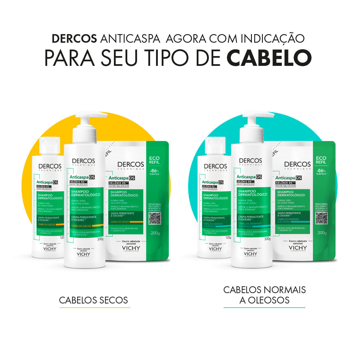 VICHY DERCOS REFIL SHAMPOO ANTICASPA DS CABELOS NORMAIS A OLEOSOS 200G