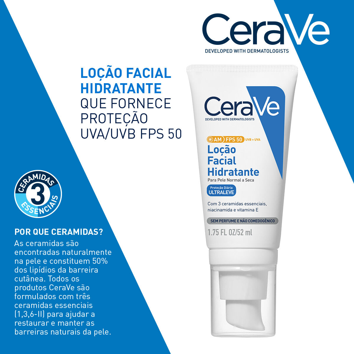 CERAVE LOCAO FACIAL HIDRATANTE FPS50 52ml