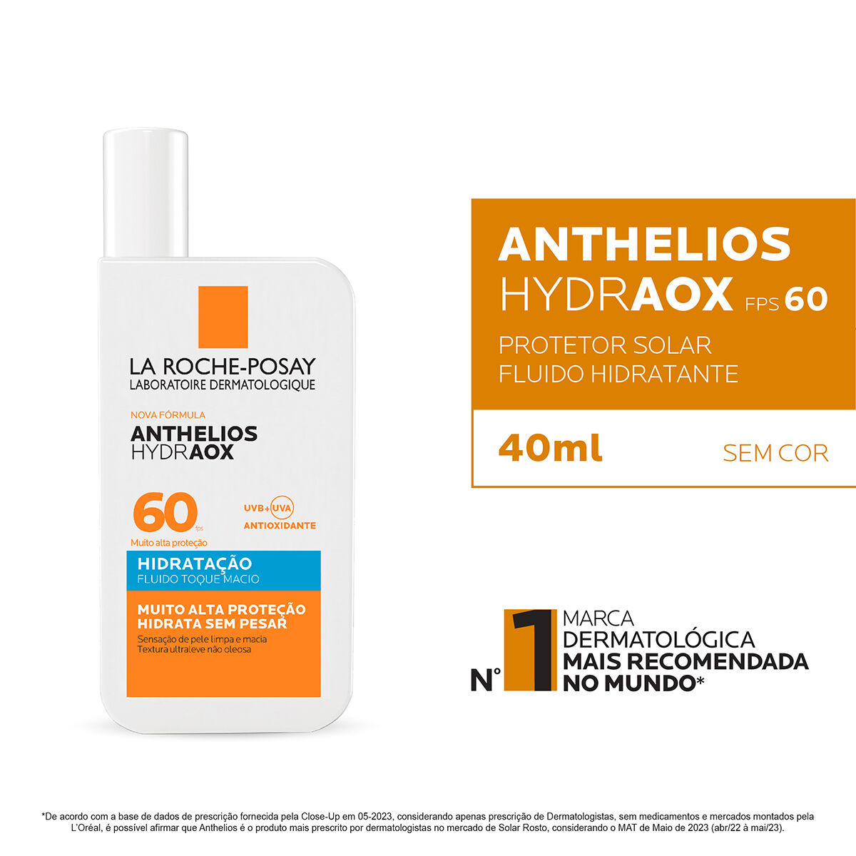 LA ROCHE-POSAY ANTHELIOS HYDRAOX FPS60 40ML SEM COR
