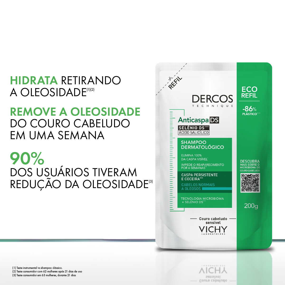 VICHY DERCOS REFIL SHAMPOO ANTICASPA DS CABELOS NORMAIS A OLEOSOS 200G