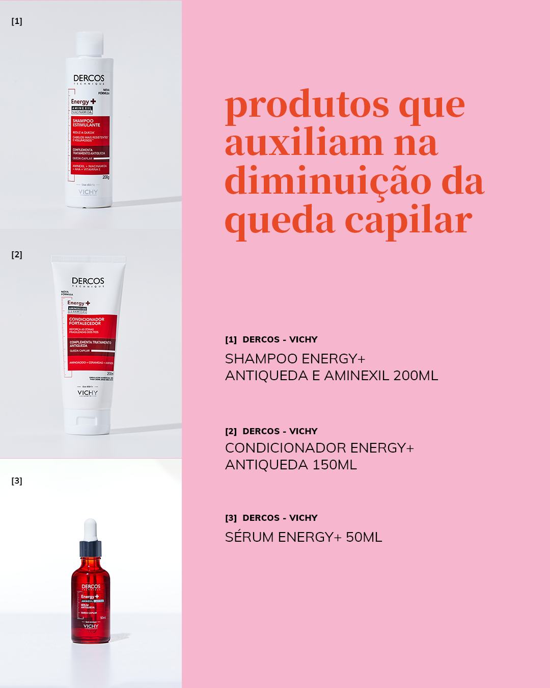 Produtos Dercos Energy+ que auxiliam na queda capilar