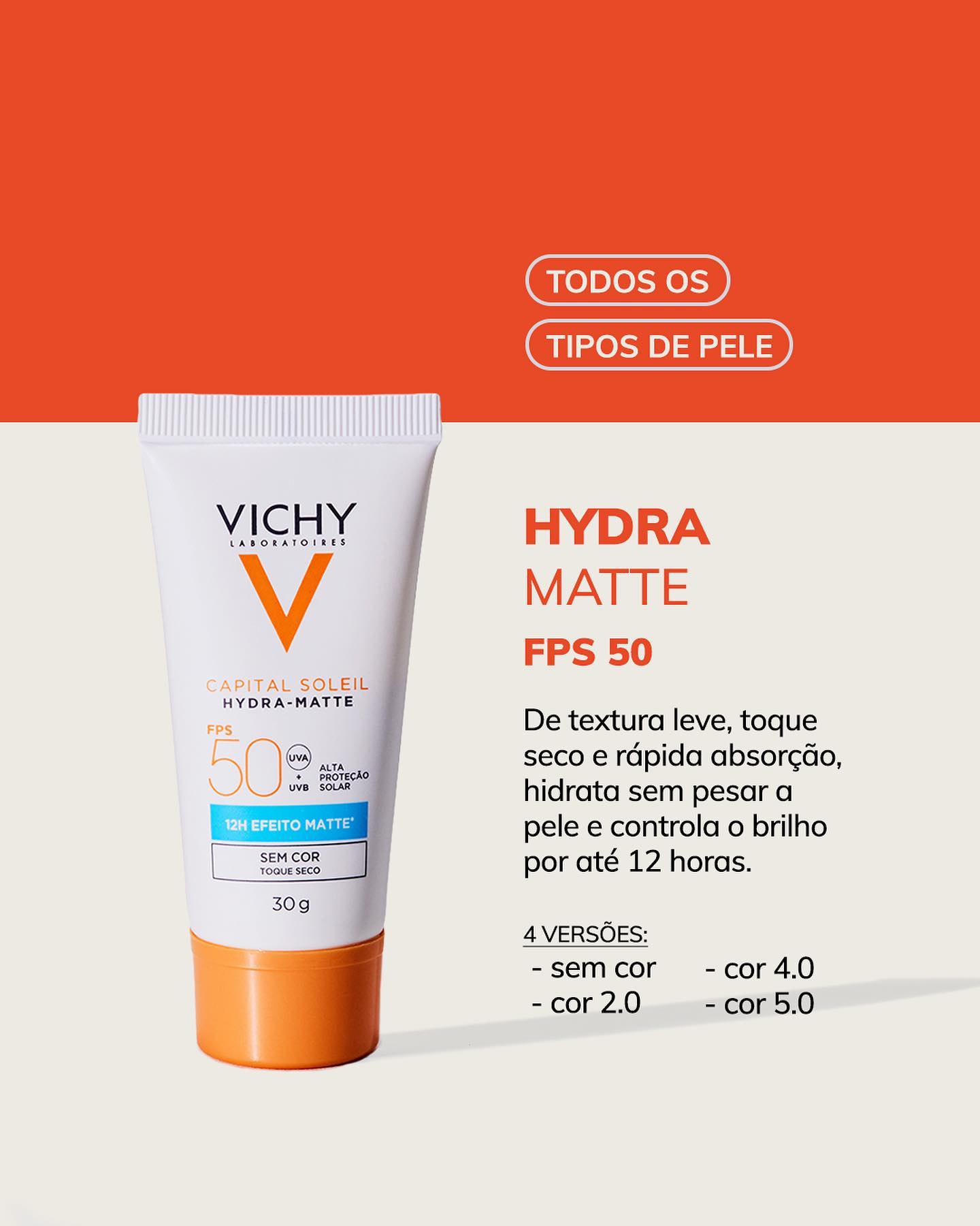 Protetor solar com cor Hydra Matte da Vichy