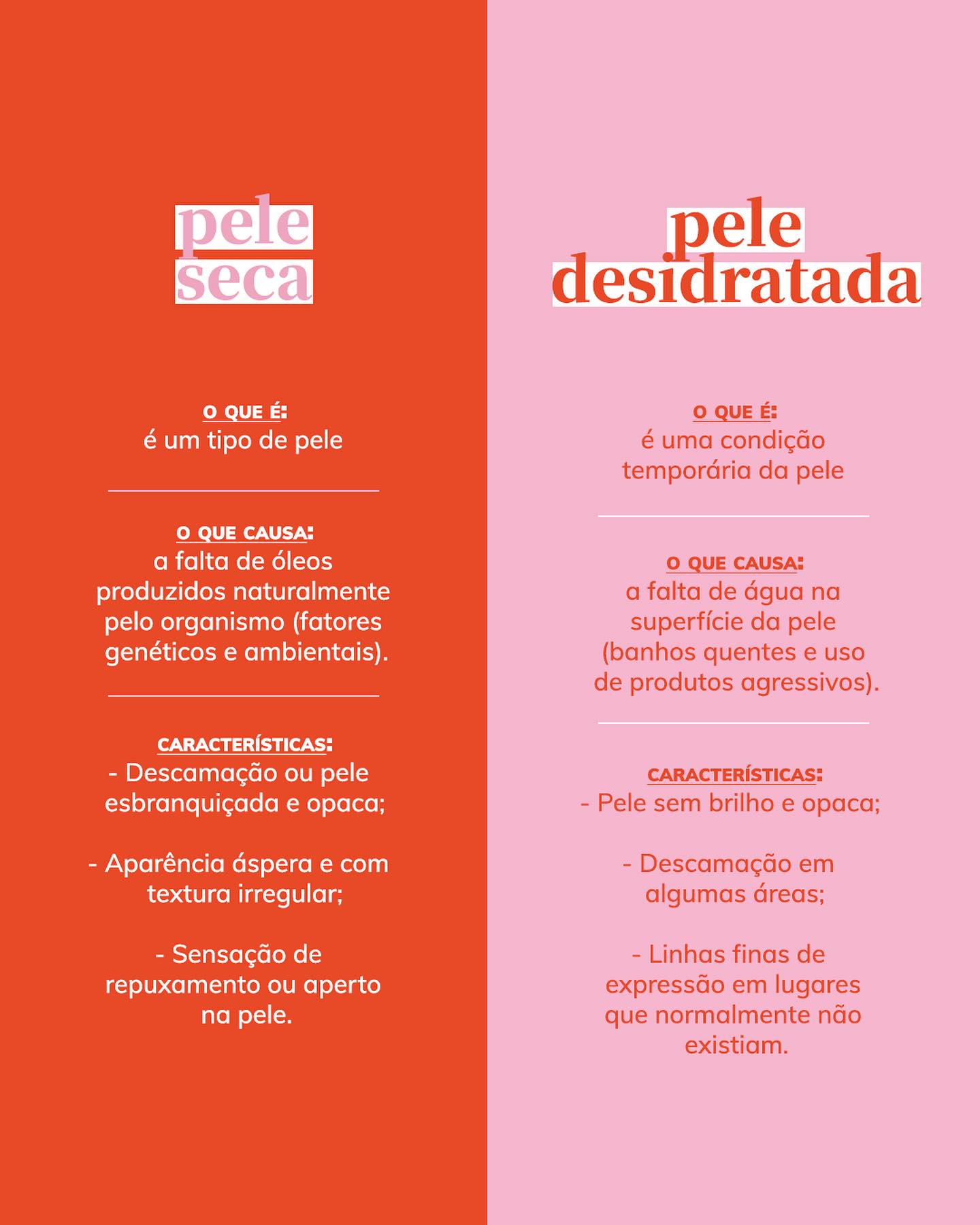 explicação da diferença entre pele seca e pele ressecada