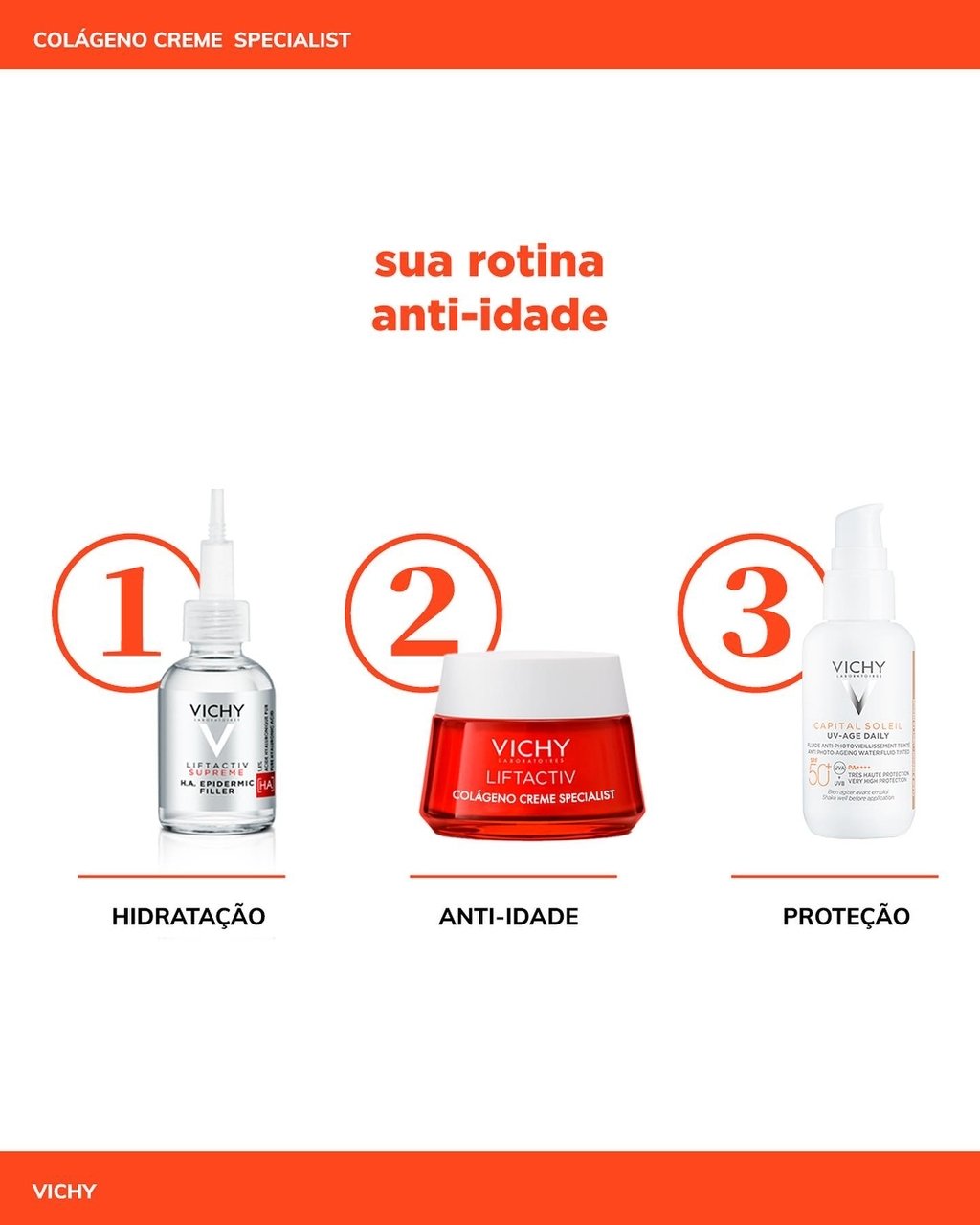 Sugestão de rotina anti-idade com os produtos Vichy
