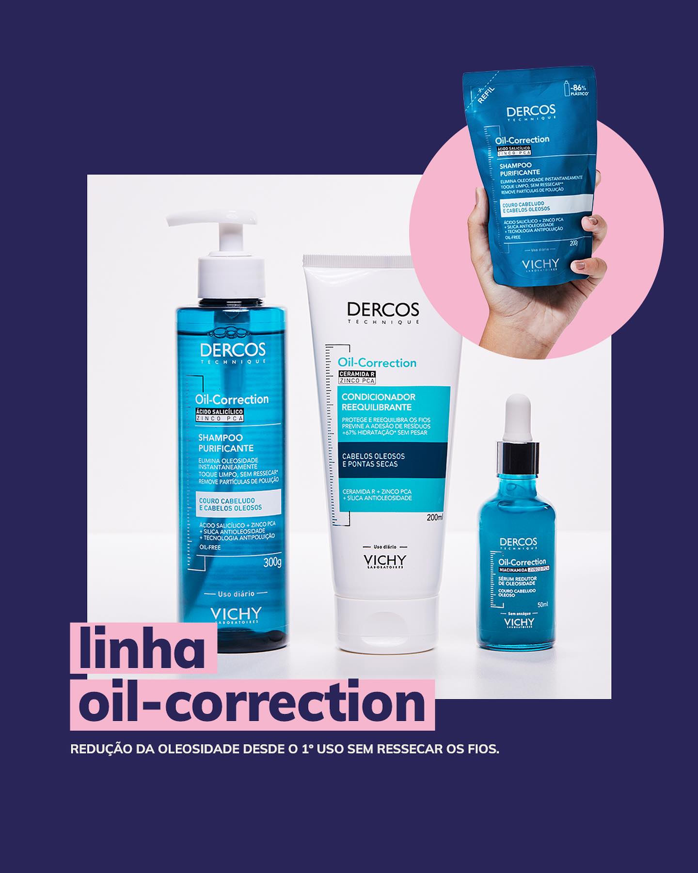 Linha completa de terapia capilar  Dercos Oil-Correction