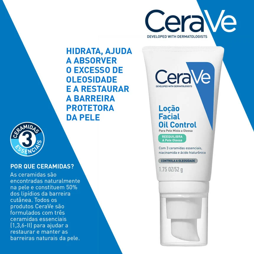 CeraVe Loção hidratante facial Oil Control para pele oleosa