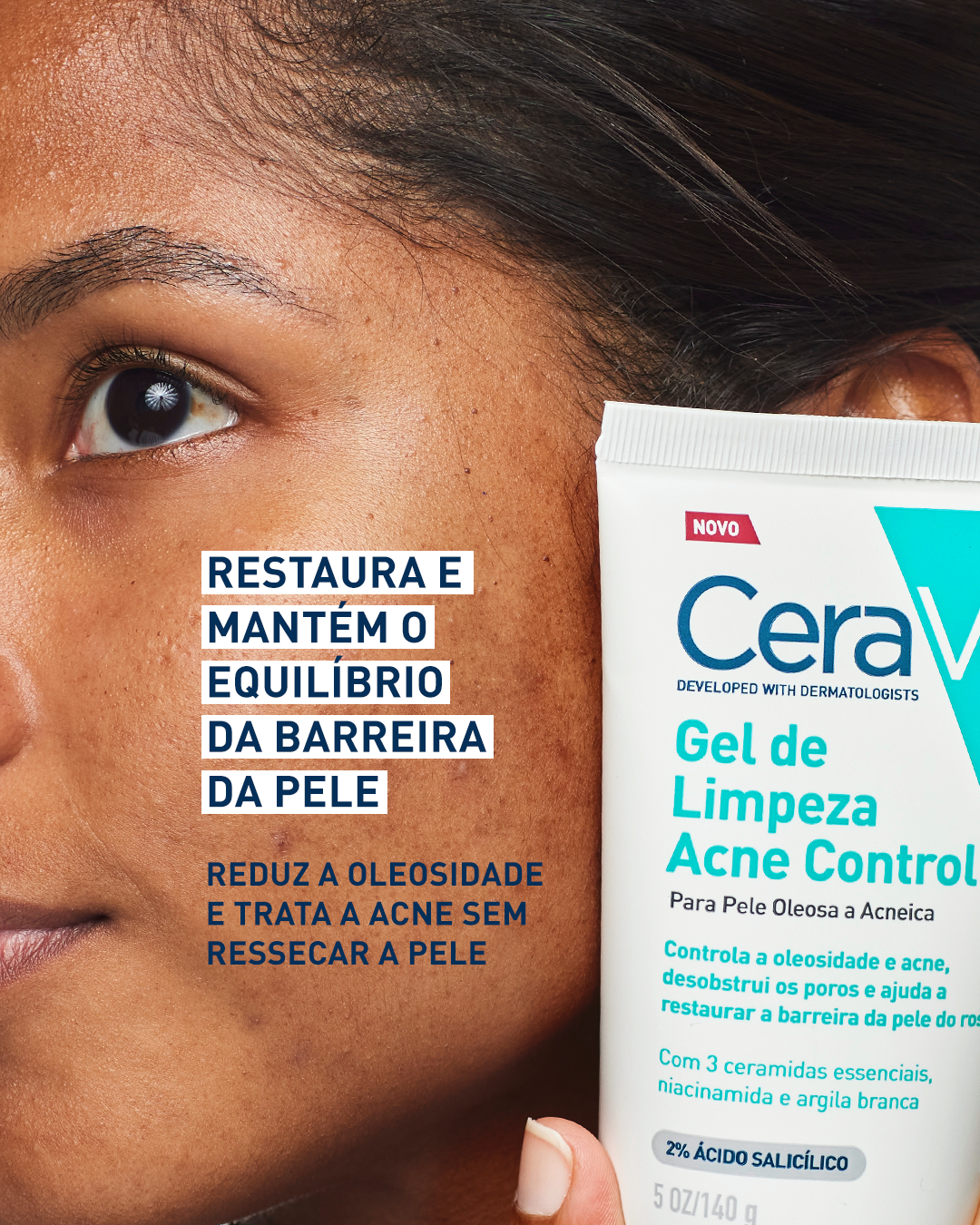Gel de Limpeza Facial Acne Control da CeraVe para pele oleosa
