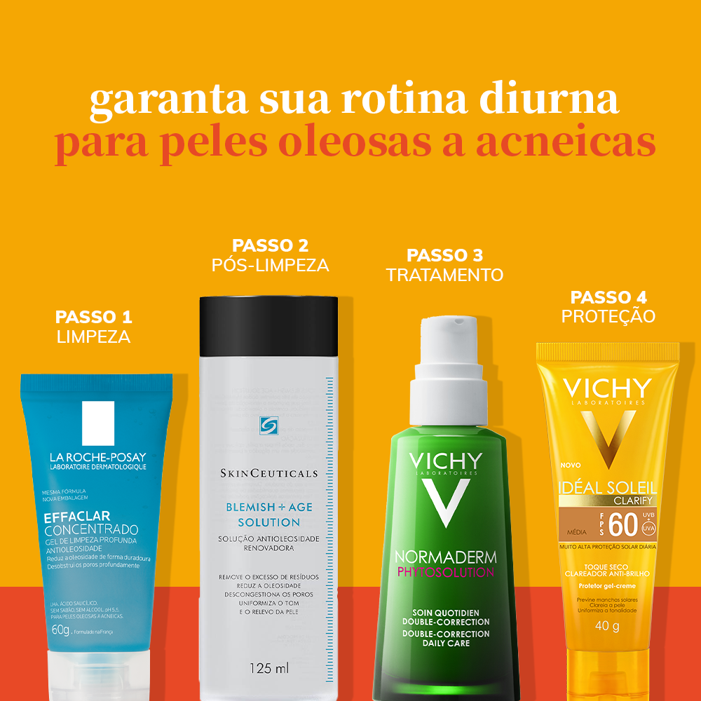 Indicação de produtos para rotina de pele oleosa e acneica