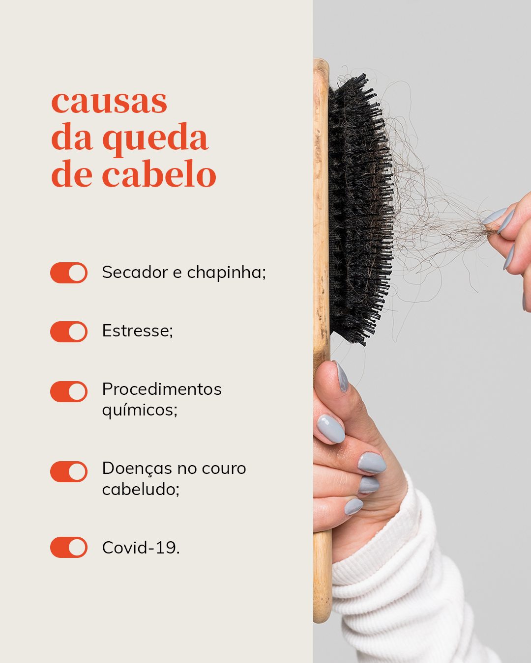 Infográfico informações sobre a queda de cabelo